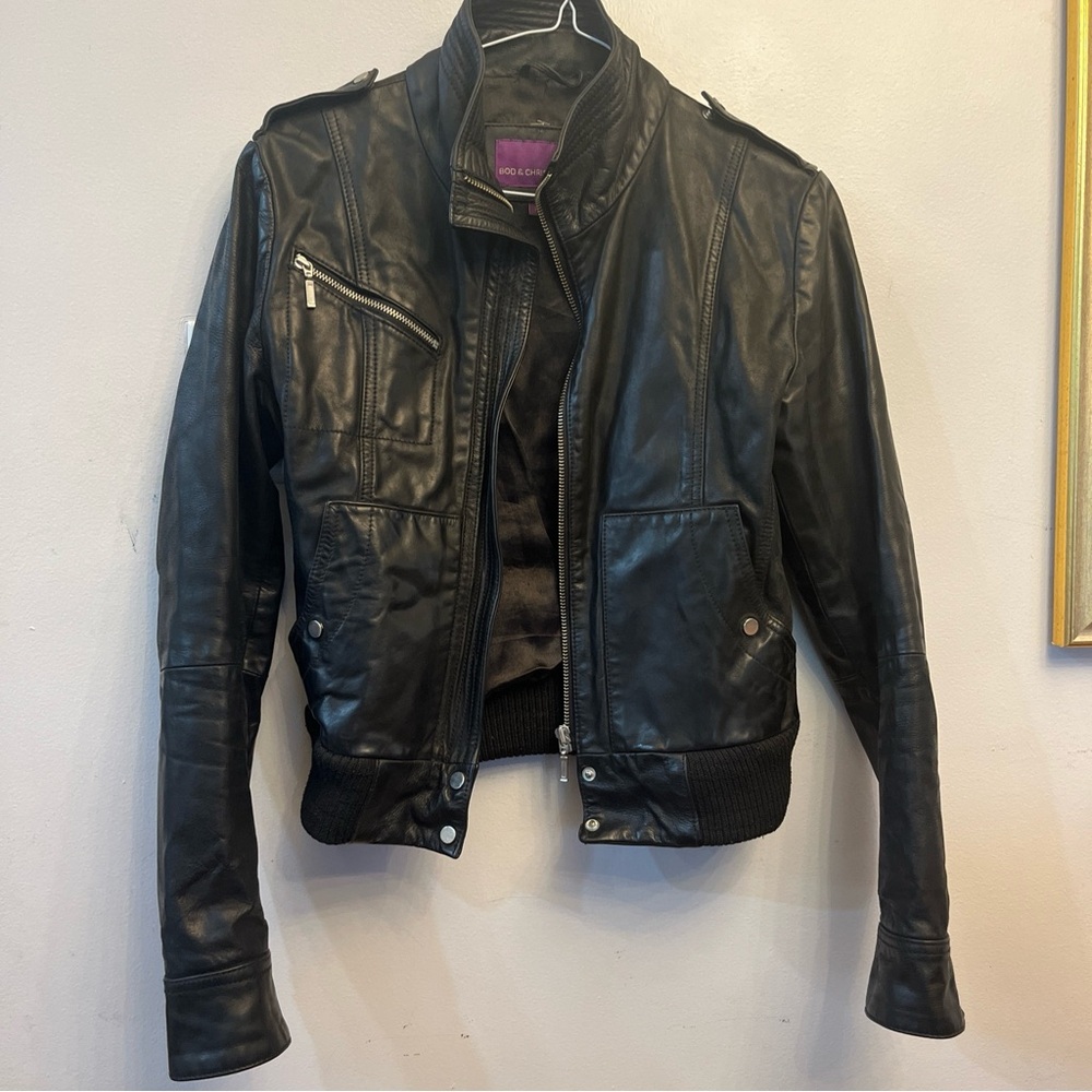 bod & christiansen moto bike leather jacket